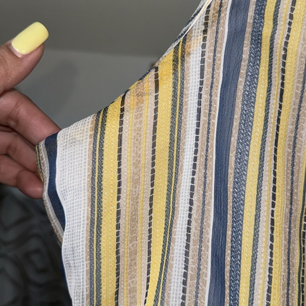 TACERA- Yellow and blue stripe Jumpsuit Size Large (Petite) - Picture 8 of 13
